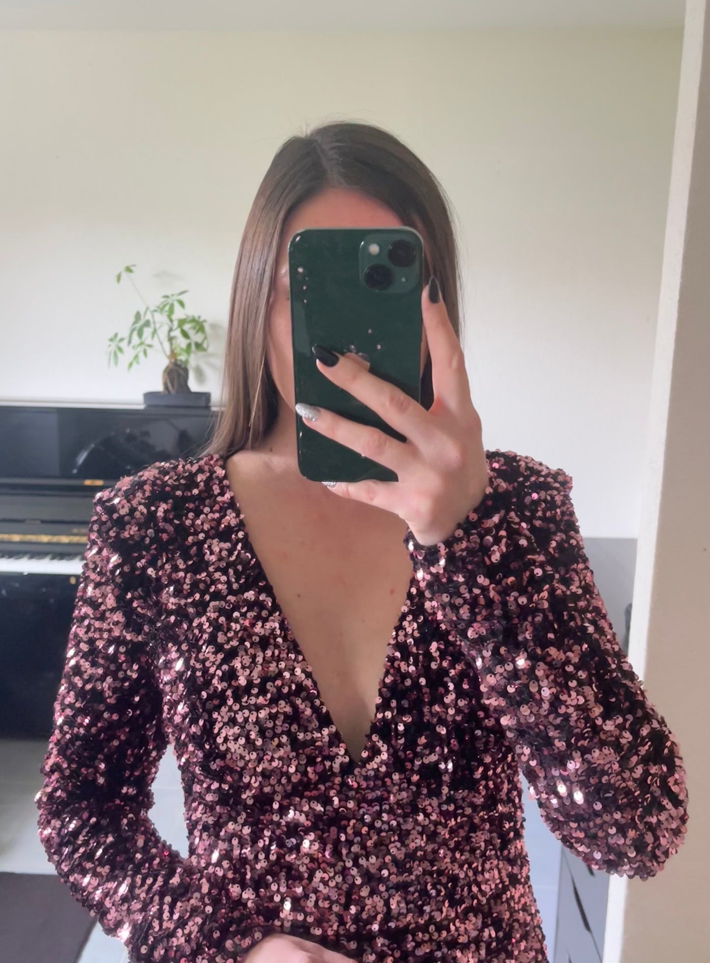 Robe sequins vieux rose